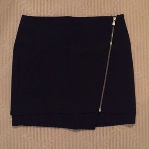 Navy blue asymmetric mini skirt